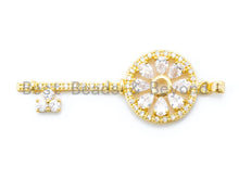Load image into Gallery viewer, CZ Micro Pave Key with Flower Pendant, slu#F170