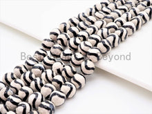 Load image into Gallery viewer, Dzi Black Band Faceted Round Beads,  Zebra Striped Tibetan A