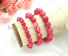 Load image into Gallery viewer, Natural Hot Pink Banded Agate Stretchy Bracelet. Sku#EF13