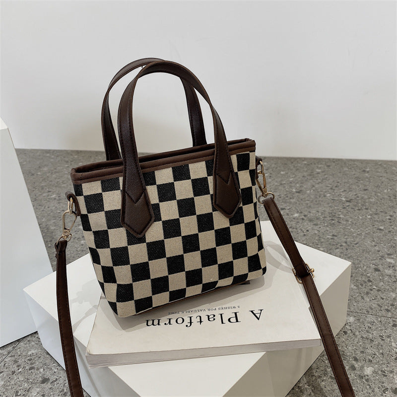 Women's Houndstooth Shoulder Bag | Checkered Wool Crossbody Handbag & Messenger Tote