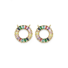 Load image into Gallery viewer, Colorful Baguette CZ Gold Round Ring Charm, Sku#LX306
