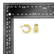 Load image into Gallery viewer, Gold Silver Two Lines Huggie Earrings, Sku#LD567