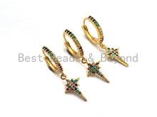 Load image into Gallery viewer, North Star Huggie Earrings,9x31mm, sku#J71
