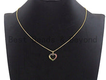 Load image into Gallery viewer, CZ Micro Pave Rainbow Color Open Heart Shape Pendant for Bracelet Necklace, Cubic Zirconia Space Pendant Charm, 16x17mm,sku#F895