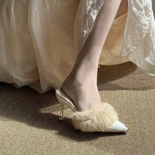 Load image into Gallery viewer, Women's Furry High Heel Slide Sandals - Pointed Toe Elegant Heeled Mules