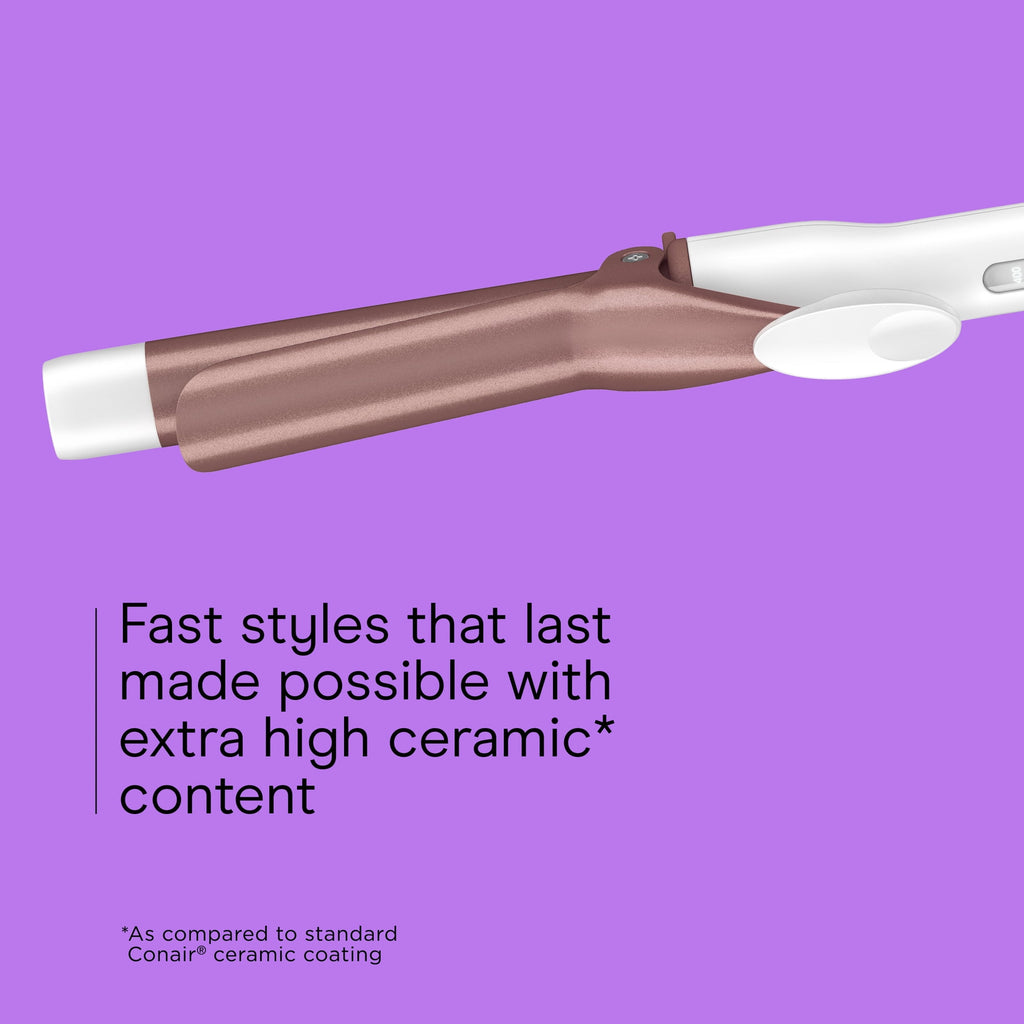 Conair Double Ceramic Curling Iron, 1” Barrel, Classic Curls, 5 LED Heat Settings, 1 Count
