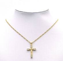 Load image into Gallery viewer, Gold Baguette CZ Cross Charm, Sku#LD305