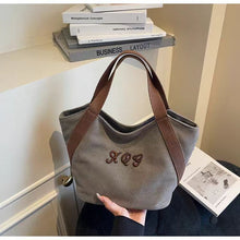 Load image into Gallery viewer, Women's Canvas Tote Bag with Letter Print - Fashionable Dumpling Bag