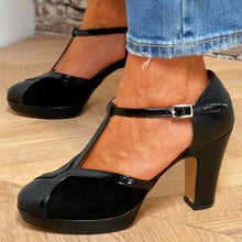 Load image into Gallery viewer, Women's Round Toe Chunky Heel Pumps - Comfortable Low Heel Slip-On Shoes