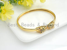 Load image into Gallery viewer, CZ Panther Head Cuff Bracelet, Sku#X155