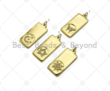 Load image into Gallery viewer, CZ Micro Pave Butterfly Moon Five Point Star North Star On Rectangle Pendant,CZ Medallion Charm, Necklace Bracelet Charm,12x28mm, Sku#LK278