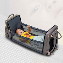 Load image into Gallery viewer, 3-in-1 Convertible Baby Diaper Backpack with Foldable Travel Crib &amp; USB Charging Port