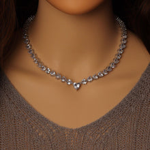 Load image into Gallery viewer, Silver Gold Heart CZ Necklace, Sku#A119