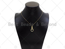 Load image into Gallery viewer, Gold Filled Fuchsia CZ Micro Pave Hand Grabing Round Ring Shape Pendant,18K Gold Filled Charm, Necklace Bracelet Pendant, 28x15mm,Sku#Z1369