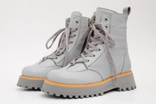 Load image into Gallery viewer, The Yildiz Gray Leather Lace-Up Ankle Women Boot With a Side Zipper