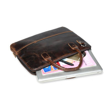 Load image into Gallery viewer, Modernist Leather Laptop Bag-Dark Brown