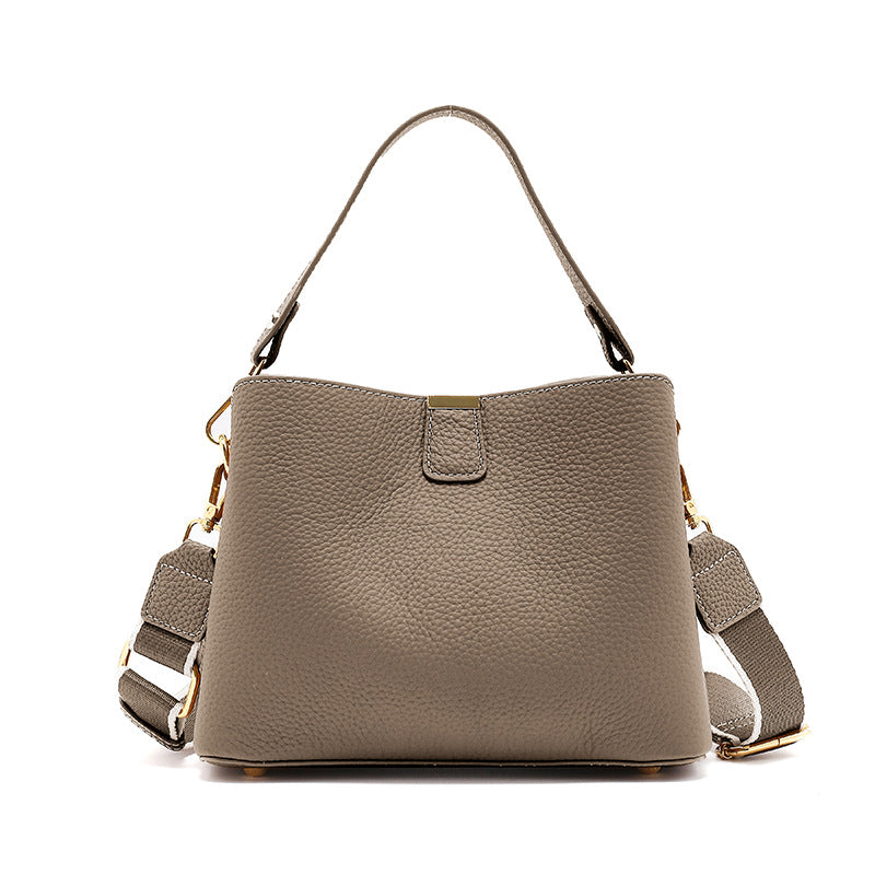 Women's Genuine Leather Bucket Tote Bag – Spacious Everyday Shoulder Bag