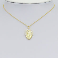 Load image into Gallery viewer, Clear CZ Gold Virgin Mary On Oval Shape Charm Pendant, Sku#LK1112