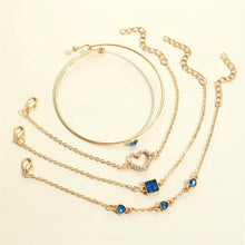 Load image into Gallery viewer, 4pcs Rhinestone Alloy Bracelet Set – Minimalist Heart &amp; Square Design
