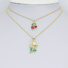 Load image into Gallery viewer, CZ Cherry Flower Crown clover Charm Pendant,Sku#LK1258
