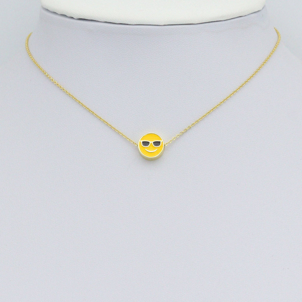 Yellow Enamel Cool Smiley Face with Sunglass spacer beads, Sku#LK1111