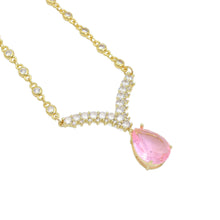 Load image into Gallery viewer, Gold Silver CZ Chain Pink Chevron Point Pendant Necklace, Sku#A184