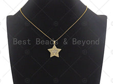 Load image into Gallery viewer, 18K Gold Five Point Star Shape Pendant, Star Charm, Star Pave Pendant, Gold plated, 26mm, Sku#LK58