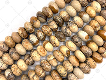 Load image into Gallery viewer, 2mm Large Hole Natural Picture Jasper Beads, Rondelle Smooth 6x10mm Picture Jasper, Big Hole Beads, 8" Long Strands, Sku#U1233C