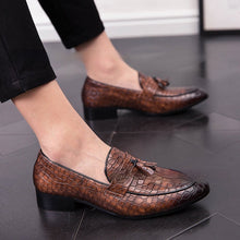 Load image into Gallery viewer, Men's Pointed-Toe Tassel Dress Shoes | Lace-Up Synthetic Leather Oxfords