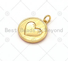 Load image into Gallery viewer, Gold Heart On Colorful Enamel Round Coin Shape Pendant, 18K Gold Filled Heart Charm,Enamel Pendant,Enamel Jewelry,17x19mm,Sku#F1411C