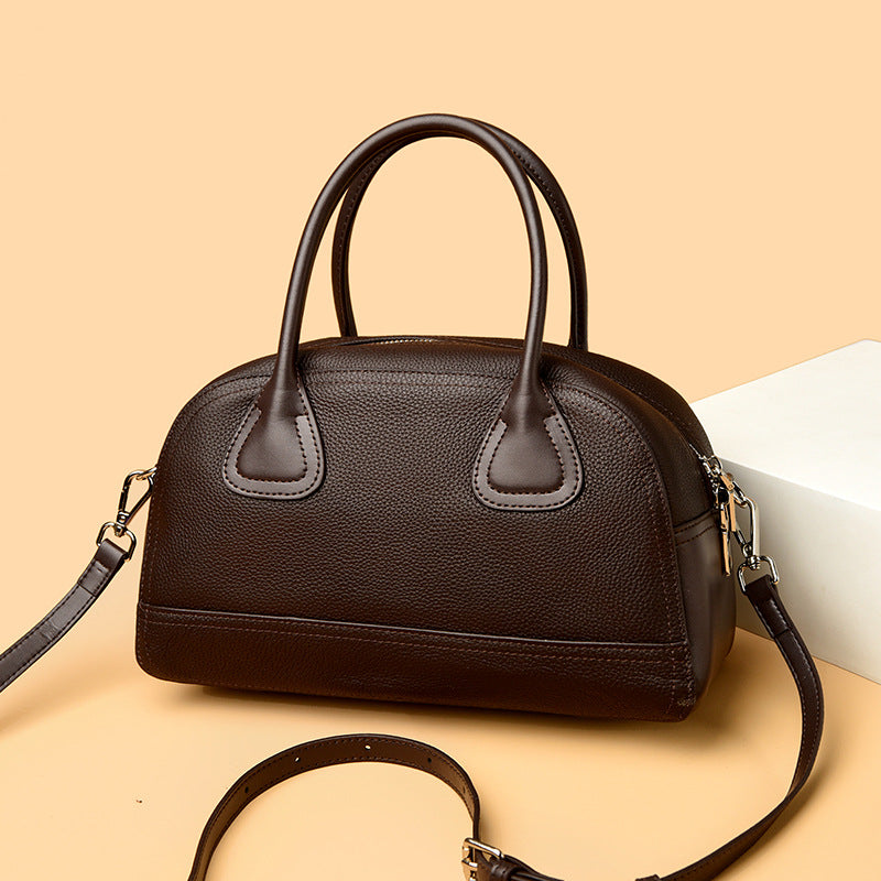 Vintage Genuine Leather Shoulder & Crossbody Bag for Women – Soft Cowhide Everyday Handbag
