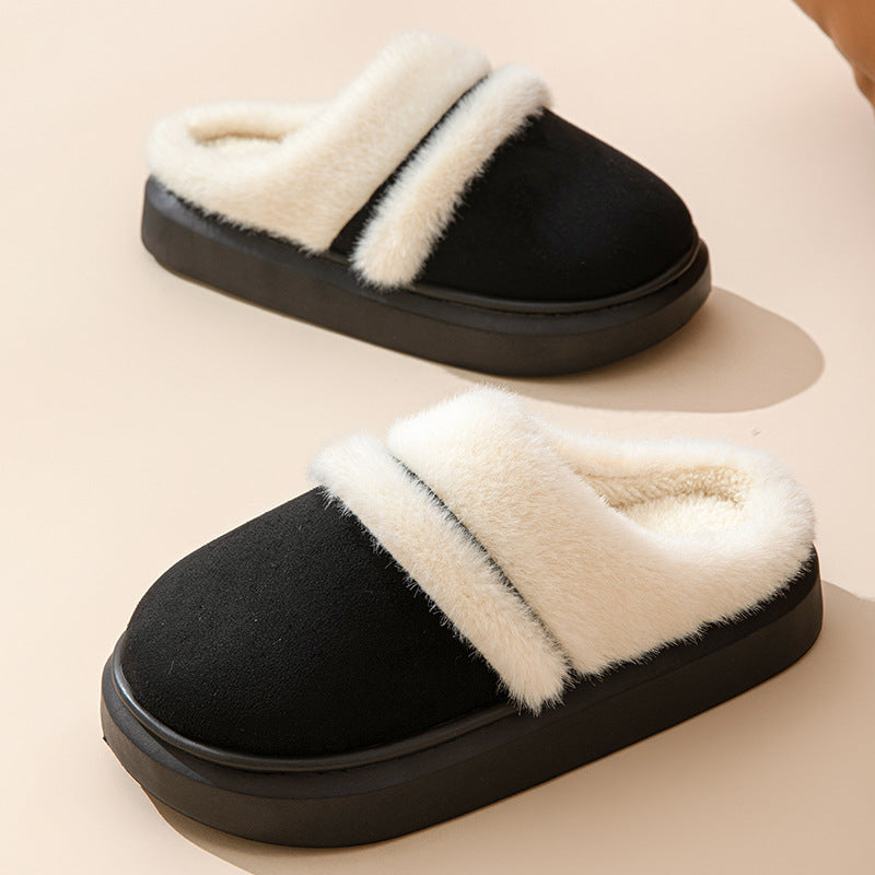 Women's Plush House Slippers Non-Slip Warm Cotton Indoor Bedroom Shoes Winter Comfort