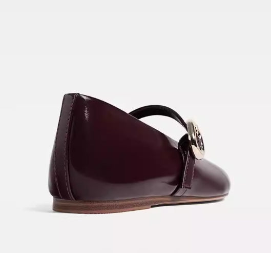 Burgundy V-Strap Flats