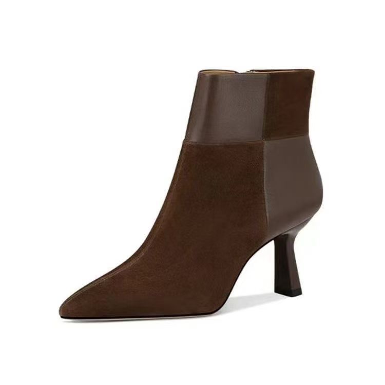 Women's Stiletto Ankle Boots - Pointed Toe High Heel Booties with Side Zipper