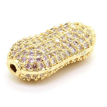 Load image into Gallery viewer, CZ Micro Pave Bean Oval Beads with Clear Crystal for Bracelet/Necklace, Cubic Zirconia Spacer Beads,15x11x6mm, sku#G23C0