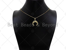 Load image into Gallery viewer, CZ Micro Pave 18k Gold North Star On Horn Shape Pendant, Cubic Zirconia Pendant, Horn Charm, CZ Micro Pave Pendant,21x25mm,Sku#LK213