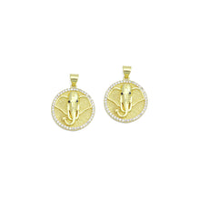 Load image into Gallery viewer, CZ Gold Elephant Head Coin Charm Pendant,Sku#LX860