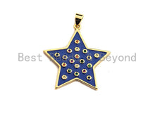 Load image into Gallery viewer, Enamel Colorful Five Star with colorful cz Pendant,CZ Micro Pave Oil Drop pendant,Enamel Jewelry,30x30mm,sku#F972C