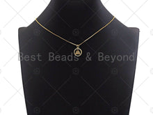 Load image into Gallery viewer, CZ Micro Pave Evil Eye On Triangle With Round Ring Shape Pendant, Gold Plated, Necklace Bracelet Charm Pendant, 18x20mm,sku#F1240