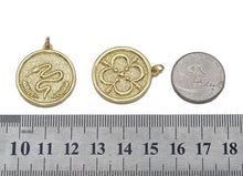 Load image into Gallery viewer, Silver Gold CZ Flower Snake Moon On Round Coin Charm, Sku#LK712