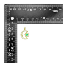 Load image into Gallery viewer, Green CZ Gold Cresent Moon North Star Charm Pendant, Sku#LK1085