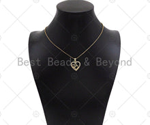 Load image into Gallery viewer, CZ Micro Pave Double Heart On Heart Shape Pendant,18K Dainty Gold Charm, Necklace Bracelet Charm Pendant,18x19mm,Sku#JL37