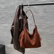 Load image into Gallery viewer, Women's Suede Crossbody Shoulder Bag | High-Capacity Commuter Bag with Zipper Pocket