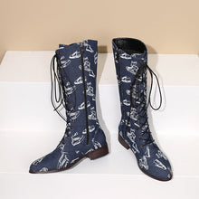 Load image into Gallery viewer, Women's Denim Mid-Calf Rider Boots | Square Heel Side Zip Fashion Boots