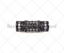 Load image into Gallery viewer, CZ Micro Pave Large Hole Tube Spacer Beads Charms, Drum Barrel Beads, Clear CZ,7x18mm, Sku#C113