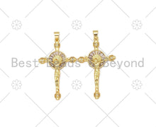 Load image into Gallery viewer, CZ Micro Pave Jesus On Cross Shape Pendant,18K Gold Filled Cross Charm, Necklace Bracelet Jesus Charm Pendant, 41x25mm,Sku#LK411
