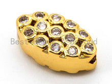 Load image into Gallery viewer, CZ Micro Pave Oval Beads with Clear Crystal for Bracelet/Necklace, Cubic Zirconia Spacer Beads, CZ Pave Charms, 7x13x5mm,sku#G280