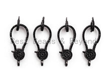 Load image into Gallery viewer, Black CZ Pave On Black Micro Pave Lobster Clasp with Jumping Ring Clasp, Fine Jewelry Clasp, Designer Clasp,  28x12mm,sku#H112
