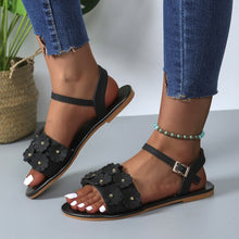 Load image into Gallery viewer, Women's Retro Floral Flat Sandals | Buckle Round-Toe Beach Shoes