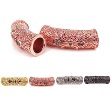 Load image into Gallery viewer, CZ Micro Pave Flower Curved Tube Beads, Men's Jewelry Findings, sku#G402B/ML23